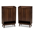 Home Square 2 Piece Engineered Wood Shoe Storage Cabinet Set in Walnut Brown