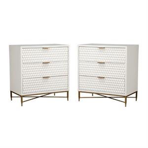 home square small wood 3 drawer accent chest set in white (set of 2)