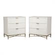 Home Square Small Wood 3 Drawer Accent Chest Set in White (Set of 2)