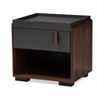 Home Square 2 Piece Engineered Wood 1-Drawer Nightstand Set in Gray/Walnut