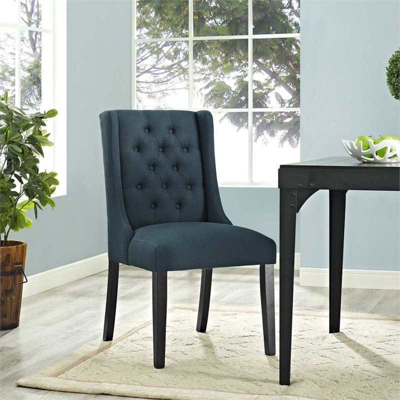 Home Square 2 Piece Fabric Upholstered Dining Side Chair Set in Azure