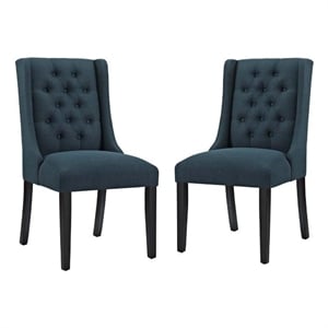 Home Square 2 Piece Fabric Upholstered Dining Side Chair Set in Azure