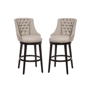 home square 2 piece swivel upholstered fabric counter stool set in cream