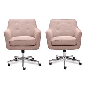 home square 2 piece ashland twill fabric home office chair set in blush pink