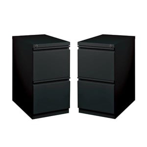Home Square Pedestal 2 Drawer Filing Cabinet Set in Black (Set of 2)