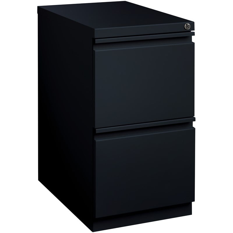 Home Square Pedestal 2 Drawer Filing Cabinet Set in Black (Set of 2)
