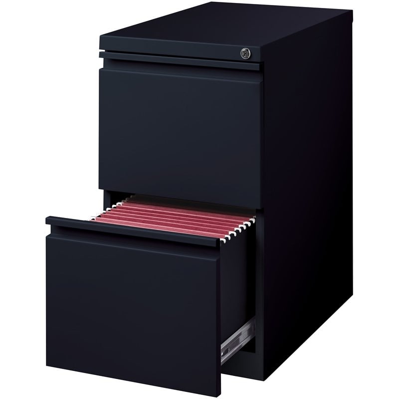 Home Square Pedestal 2 Drawer Filing Cabinet Set in Black (Set of 2)