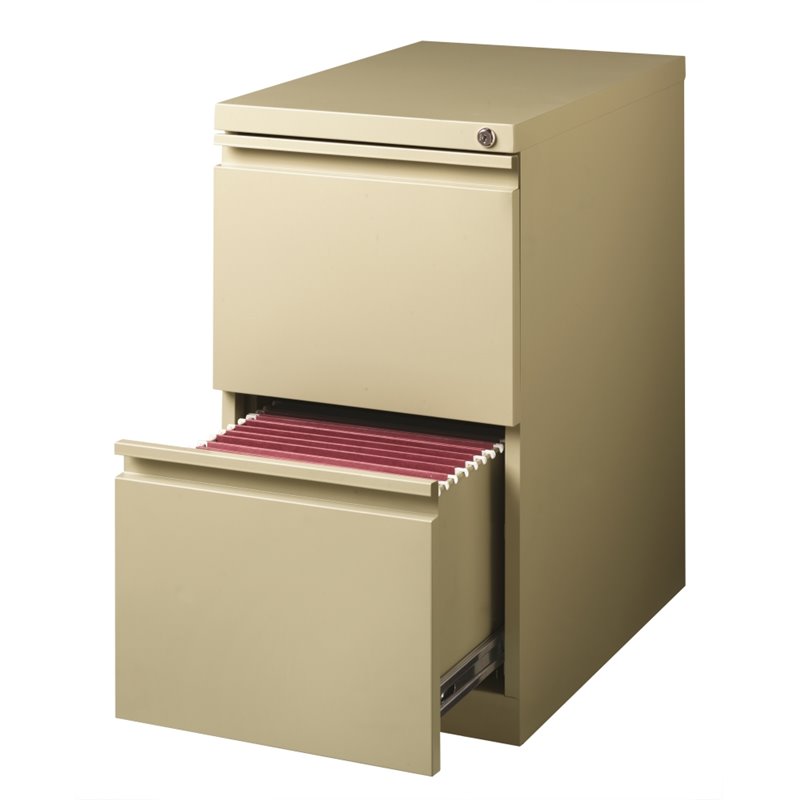 Home Square Pedestal 2 Drawer Filing Cabinet Set in Beige (Set of 2)