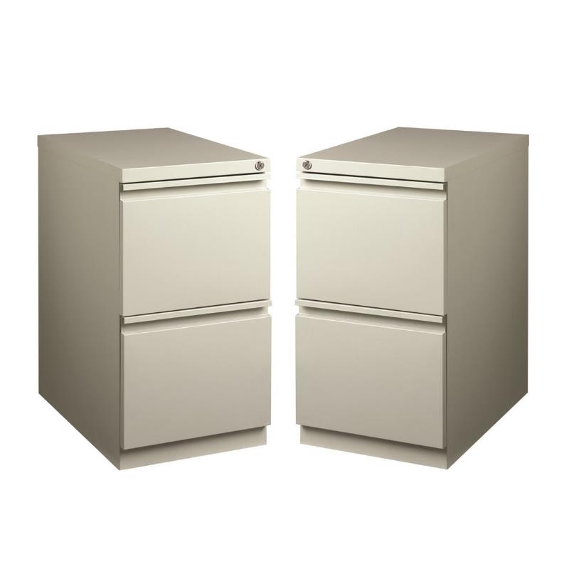 Home Square Pedestal 2 Drawer Filing Cabinet Set in Gray (Set of 2)
