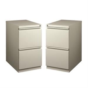 Home Square Pedestal 2 Drawer Filing Cabinet Set in Gray (Set of 2)
