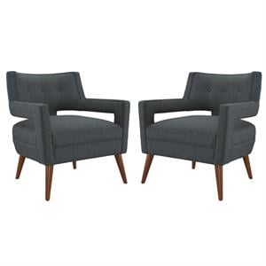 Home Square 2 Piece Polyester Upholstered Accent Chair Set in Gray