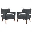 Home Square 2 Piece Polyester Upholstered Accent Chair Set in Gray