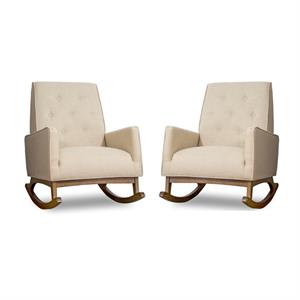 home square 2 piece upholstered twill fabric rocking chair set in collin beige