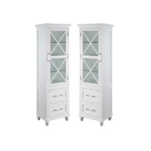 home square 2 drawer linen tower cabinet set in white (set of 2)