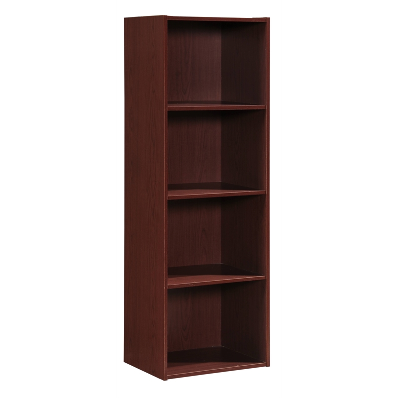Home Square 4 Shelf Versatil Wooden Bookcase Set in Mahogany (Set of 2)