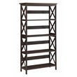 Home Square 5 Tier Shelf Wood Bookcase Set in Espresso (Set of 2)