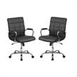 Home Square 2 Piece Swivel Mid Back Faux Leather Office Chair Set in Black
