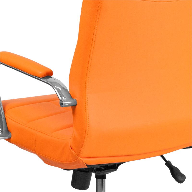 Home Square 2 Piece Swivel Mid Back Faux Leather Office Chair Set in Orange