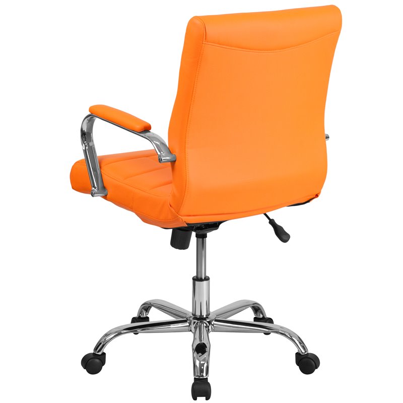 Home Square 2 Piece Swivel Mid Back Faux Leather Office Chair Set in Orange