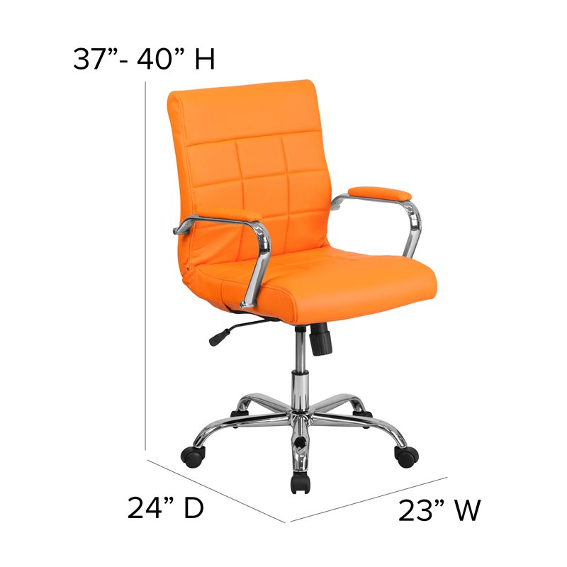 Home Square 2 Piece Swivel Mid Back Faux Leather Office Chair Set in Orange