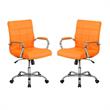 Home Square 2 Piece Swivel Mid Back Faux Leather Office Chair Set in Orange