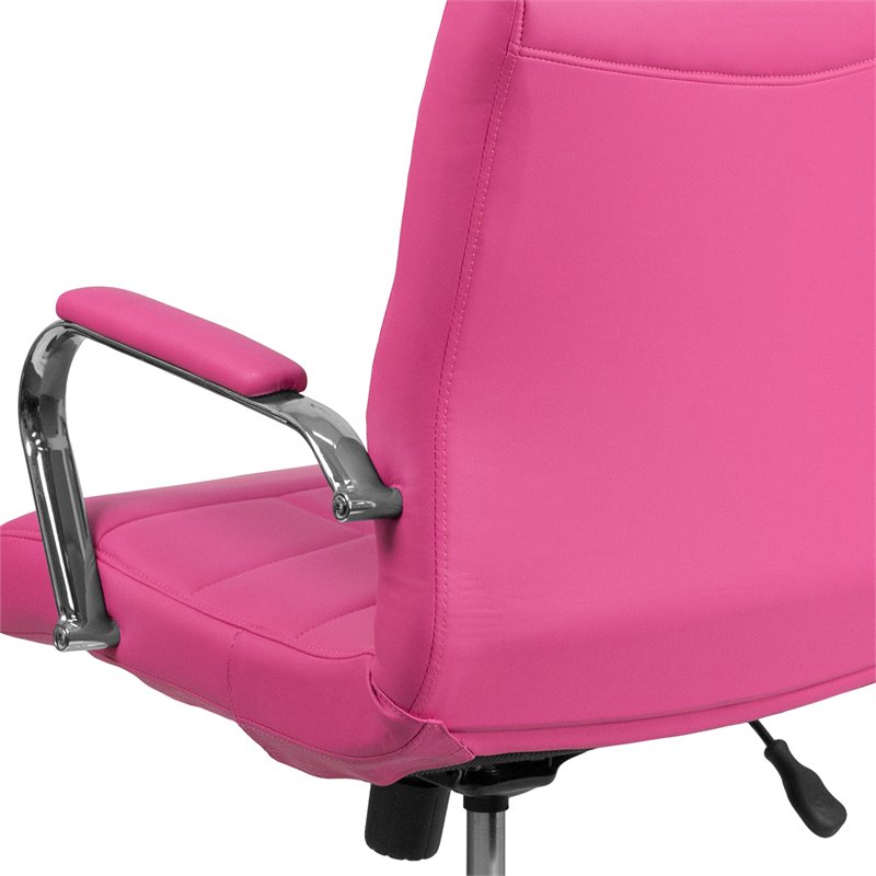 Home Square 2 Piece Swivel Mid Back Faux Leather Office Chair Set in Pink