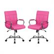 Home Square 2 Piece Swivel Mid Back Faux Leather Office Chair Set in Pink