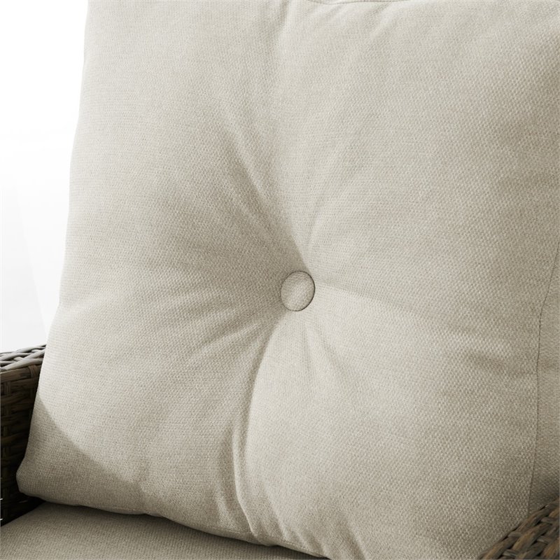 Home Square 2 Piece Outdoor Wicker High Back Loveseat Set in Beige