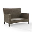 Home Square 2 Piece Outdoor Wicker High Back Loveseat Set in Beige