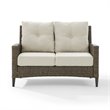 Home Square 2 Piece Outdoor Wicker High Back Loveseat Set in Beige