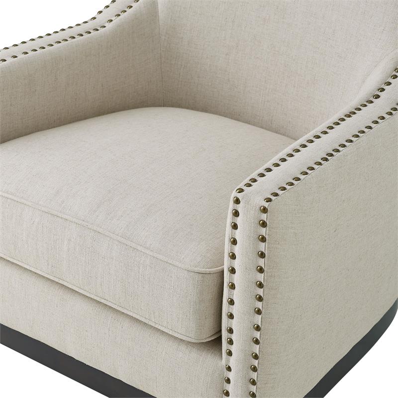 Home Square 2 Piece Linen Accent Chair Set with Nailhead Trim in Beige