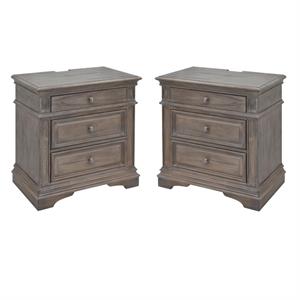 Home Square 3 Drawer Wood Nightstand Set in Driftwood Gray (Set of 2)