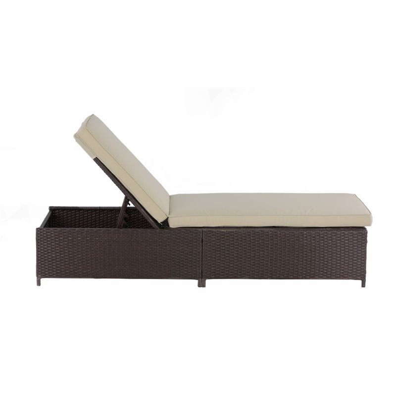 Home Square 2 Piece Wicker Patio Storage Chaise Lounge Set in Brown