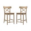Home Square 2 Piece Rustic Solid Wooden Counter Height Stool Set in Natural