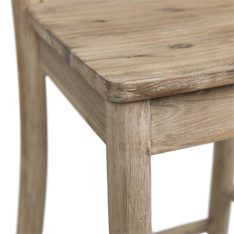 Home Square 2 Piece Rustic Solid Wooden Bar Stool Set in Natural