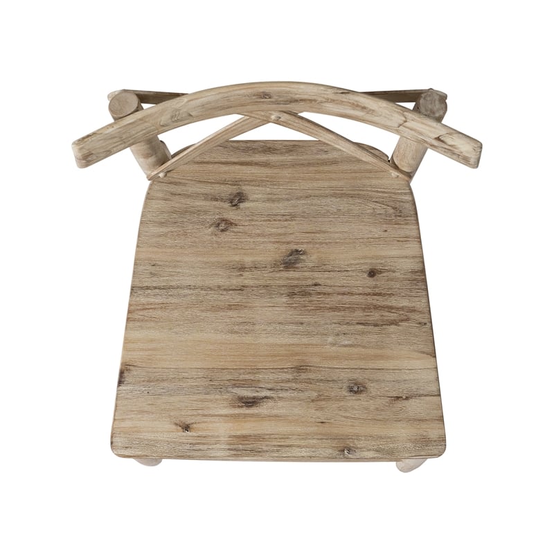 Home Square 2 Piece Rustic Solid Wooden Bar Stool Set in Natural