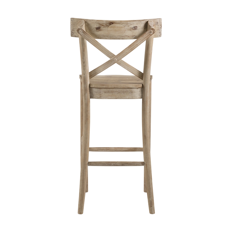 Home Square 2 Piece Rustic Solid Wooden Bar Stool Set in Natural