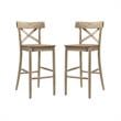Home Square 2 Piece Rustic Solid Wooden Bar Stool Set in Natural