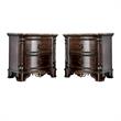 Jordan Transitional Wood and Marble Top Nightstand in Brown Cherry Set of 2
