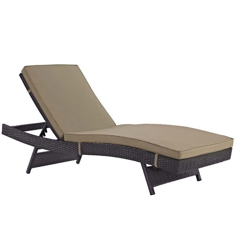 Home Square 2 Piece Adjustable Patio Chaise Lounge Set in Mocha