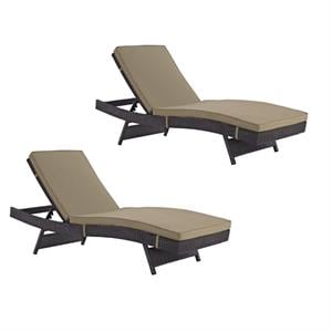 Home Square 2 Piece Adjustable Patio Chaise Lounge Set in Mocha