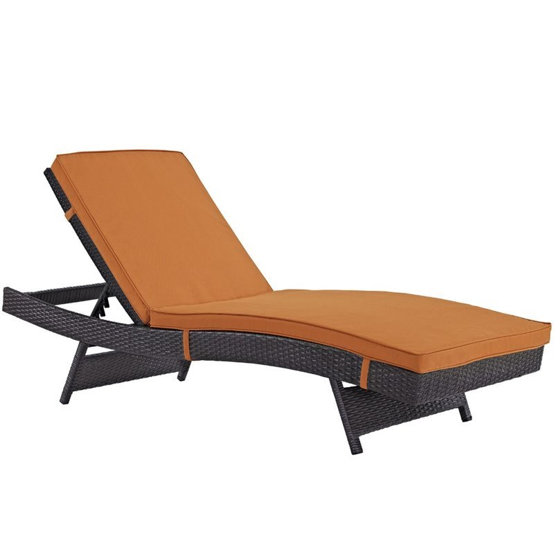 Home Square 2 Piece Adjustable Patio Chaise Lounge Set in Orange