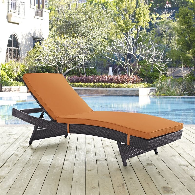 Home Square 2 Piece Adjustable Patio Chaise Lounge Set in Orange