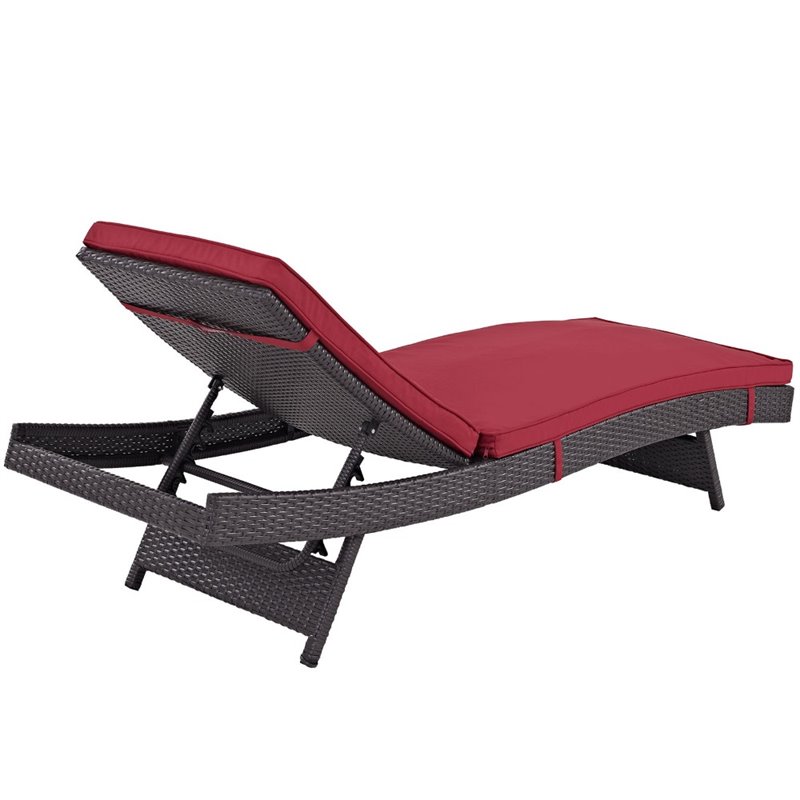 Home Square 2 Piece Adjustable Patio Chaise Lounge Set in Red