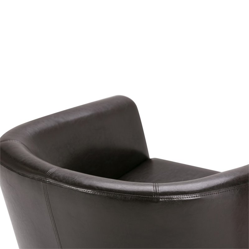 Home Square 2 Piece Contemporary Faux Leather Tub Chair Set in Dark Brown