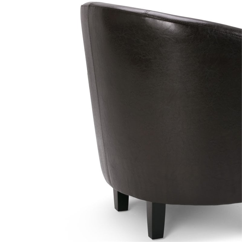 Home Square 2 Piece Contemporary Faux Leather Tub Chair Set in Dark Brown