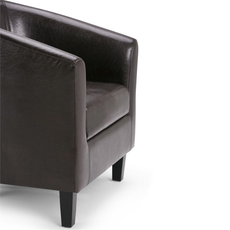Home Square 2 Piece Contemporary Faux Leather Tub Chair Set in Dark Brown