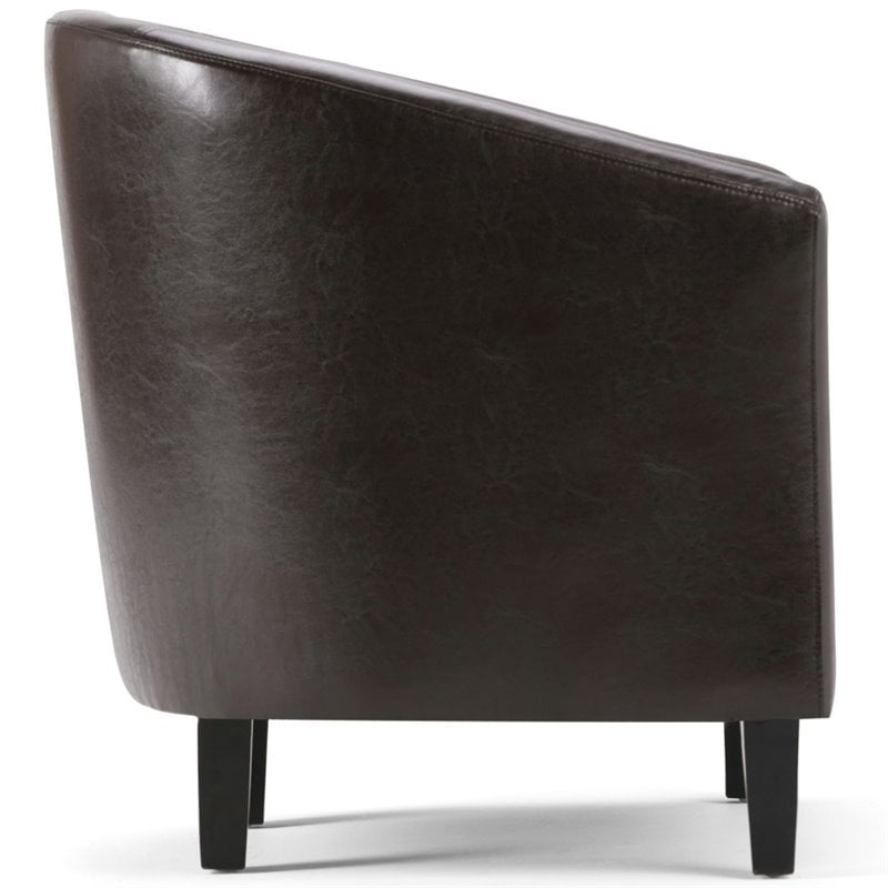 Home Square 2 Piece Contemporary Faux Leather Tub Chair Set in Dark Brown