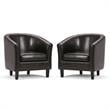 Home Square 2 Piece Contemporary Faux Leather Tub Chair Set in Dark Brown