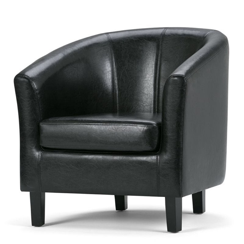 Home Square 2 Piece Contemporary Faux Leather Tub Chair Set in Black
